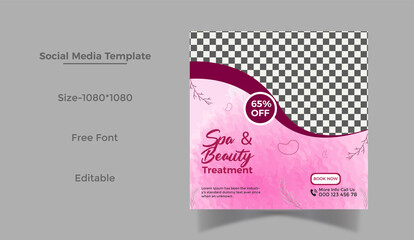 Spa and Beauty Facebook Social Media and Instagram Post Design Template