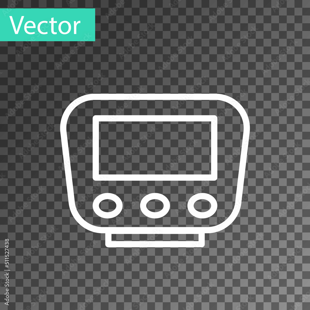 Poster white line bicycle speedometer icon isolated on transparent background. vector
