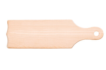 Natural wood cutting board isolated on white background