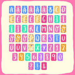 Letter Block Alphabet Hand Lettering Calligraphy. Vector.