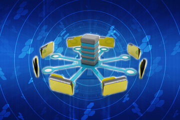 3d illustration of Data sharing concept