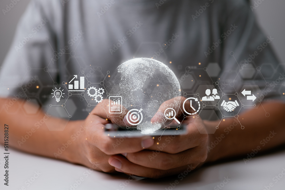 Poster he uses a smartphone. financial and banking, digital link technology, and big data are examples of d