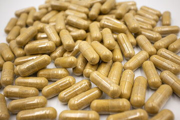 Natural Medicines Texture. Capsule closeup