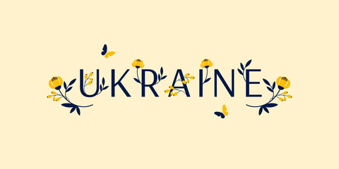 Ukraine. Ukraine banner for national day with floral design. Vector illustration.