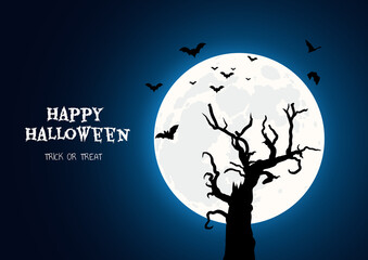 halloween background with tree and moon
