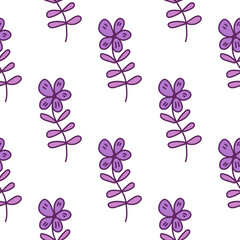 Simple outline flower seamless pattern. Floral wallpaper.