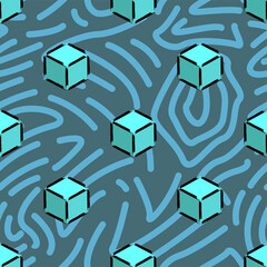 Blue cubes pattern. Abstract pattern
