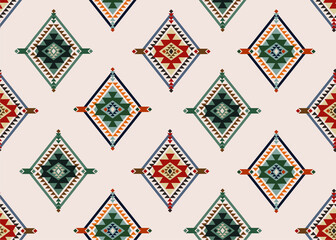 Ethnic tribal seamless pattern. Vector boho geometric mosaic. Aztec style.