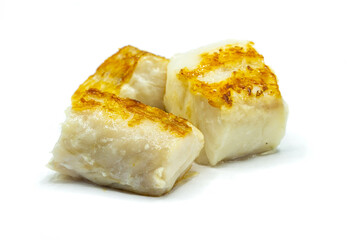 fried cod fillet isolated on white background