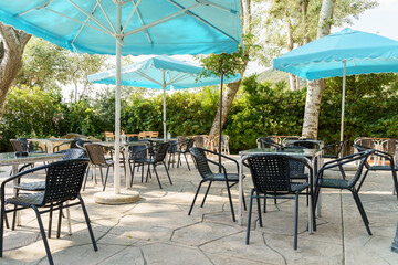 Summer beach cafe in the park. Holiday sunny day