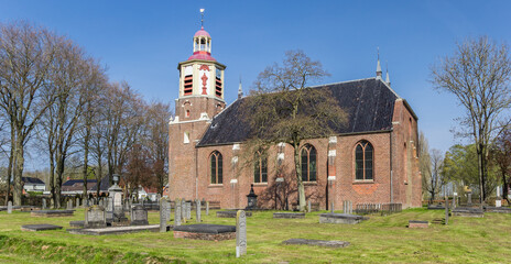 Panorama of the historic church of Midwolda, Netherlands