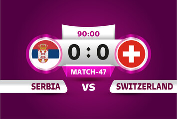 Serbia vs Switzerland, world Football 2022, Group G. World Football Competition championship match versus teams intro sport background, championship competition final poster, vector illustration.
