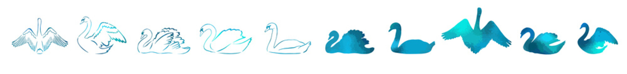 Swan Set logo Template vector illustration design