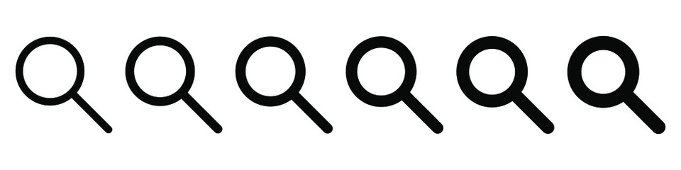 Magnifying glass icon, vector magnifier or loupe sign. Search icon.