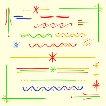 Hand-drawn vernacular style elements and ornaments. Vector.