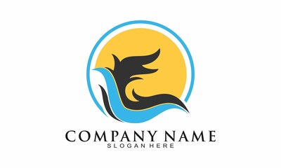 Wave and sun vector logo