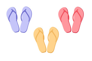 Summer beach shoes. Vector illustration in a flat style isolated on a white background.