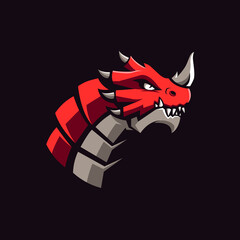 Red Dragon mascot logo design illustration vector