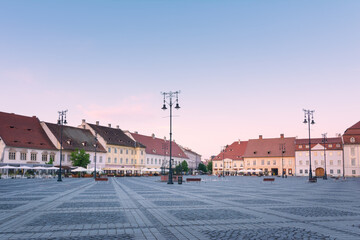 European old town. Morning in historical center of Sibiu, Romania