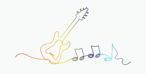 Continuous line of hand drawn music notes, vector illustration