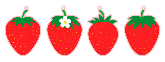 Set strawberry gift tags templates