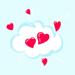 Illustrations heart on a cloud,  cards design templates