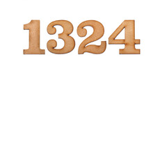 Number 1324 in wood, isolated on white background