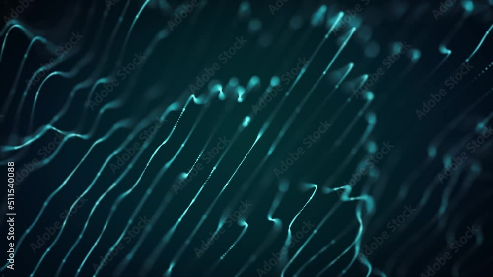 Poster abstract digital flowing lines technology background loop/ 4k animation of an abstract wallpaper bac