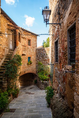 A stone alley in the medieval town of Campiglia Marittima Tuscany