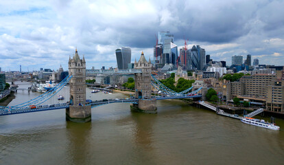 Fototapeta premium London Tower Bridge, River Thames and City of London from above - travel photography