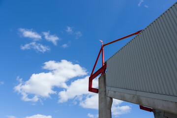 A characteristic corner (B-stand) of the soccer stadium in Oss (the Netherlands). The stadium is...