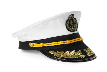 Peaked cap with accessories isolated on white