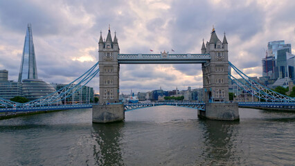 Obraz premium Aerial view over Tower Bridge and River Thames in London
