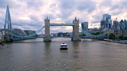 Obraz premium Aerial view over Tower Bridge and River Thames in London