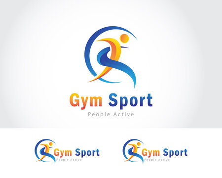 gym sport logo creative abstract people active yoga athletic run design concept