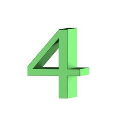 Green 3D render font number 4