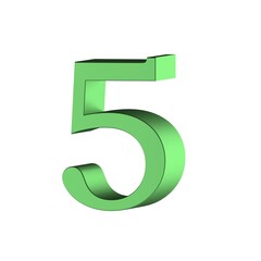 Green 3D render font number 5