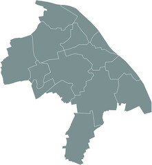 Gray flat blank vector administrative map of MAINZ, GERMANY with black border lines of its districts