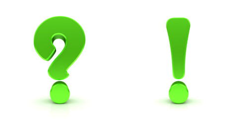 Q&A question and answer sign green question mark exclamation point 3d