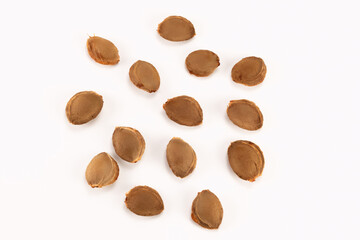 Top view of apricot pits. Healthy food background. 