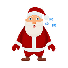 Vector Santa Claus.   Santa laughs HO HO . Isolated on a white background. Christmas banner. Merry Christmas and Happy New Year.