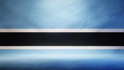 Studio backdrop with draped flag of Botswana for presentation or product display. 3D rendering