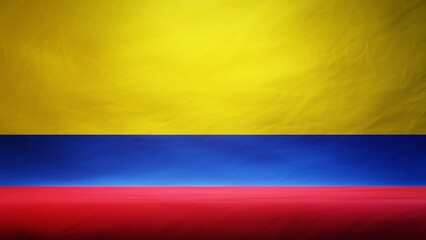 Studio backdrop with draped flag of Colombia for presentation or product display. 3D rendering