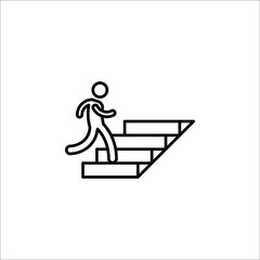 Stairs icon vector isolated on white background, line and outline elements in linear style on white background