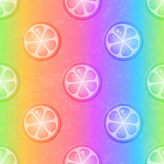 Rainbow pattern with lemon round slice