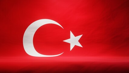 Studio backdrop with draped flag of Turkey for presentation or product display. 3D rendering