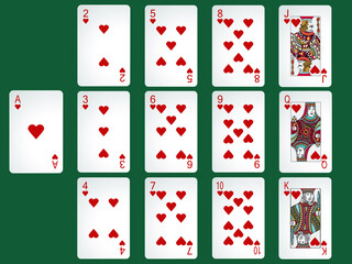  Vector poker cards red hearts shades deck for graphic design sports cards card game gambling