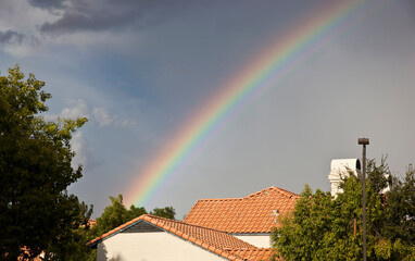 Monsoon skies with rainbow in Mesa, Arizona