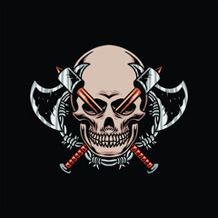 skull and weapon tattoo vector design