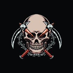 skull and weapon tattoo vector design
